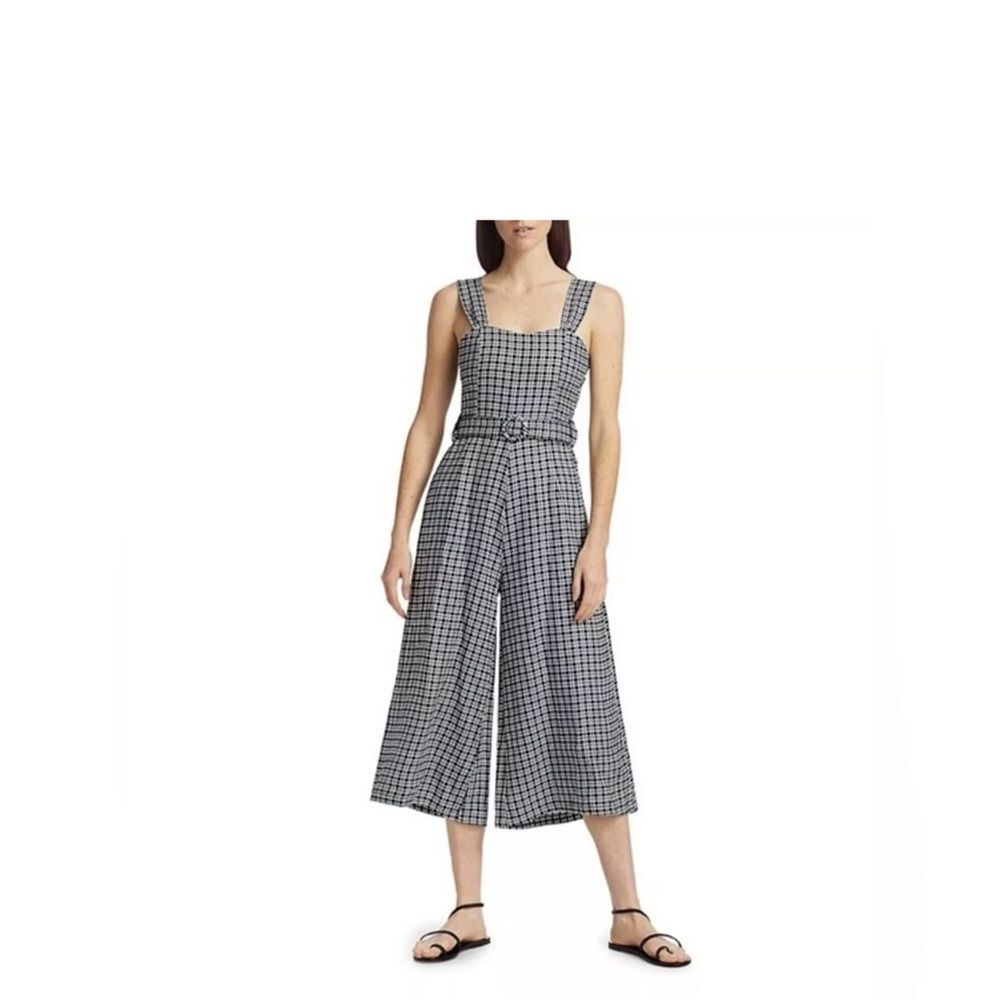 Faithful the Brand Liv Linen Check Jumpsuit Size 8 Boho Vacation Resort Retro